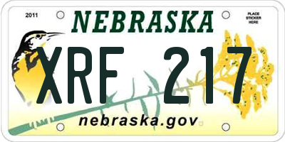 NE license plate XRF217