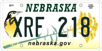 NE license plate XRF218