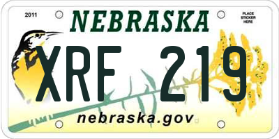 NE license plate XRF219