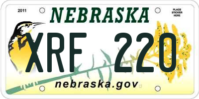 NE license plate XRF220