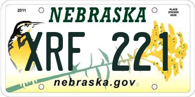 NE license plate XRF221