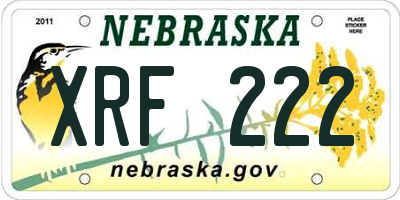 NE license plate XRF222