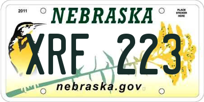 NE license plate XRF223