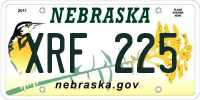 NE license plate XRF225