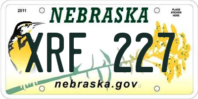 NE license plate XRF227
