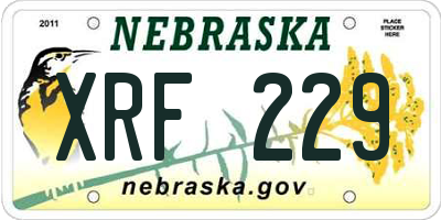 NE license plate XRF229