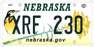 NE license plate XRF230