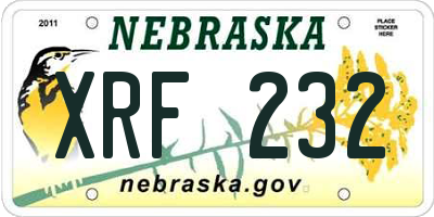 NE license plate XRF232