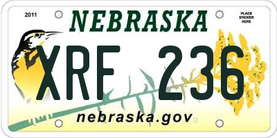 NE license plate XRF236