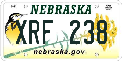 NE license plate XRF238