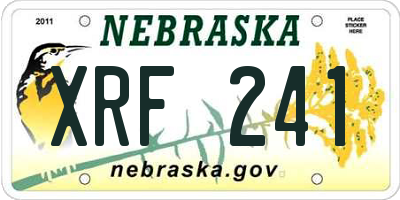 NE license plate XRF241