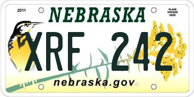 NE license plate XRF242