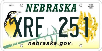 NE license plate XRF251