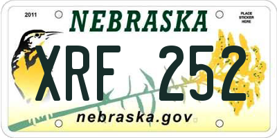 NE license plate XRF252