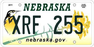 NE license plate XRF255