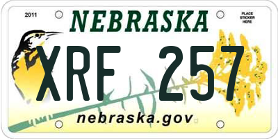 NE license plate XRF257