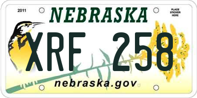 NE license plate XRF258