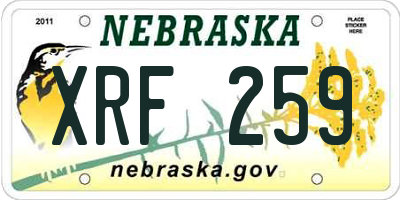 NE license plate XRF259