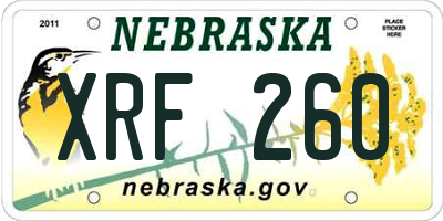 NE license plate XRF260