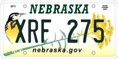 NE license plate XRF275