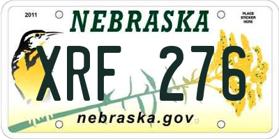 NE license plate XRF276