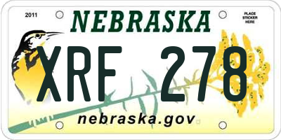 NE license plate XRF278