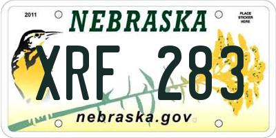 NE license plate XRF283