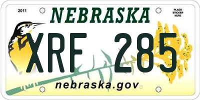 NE license plate XRF285
