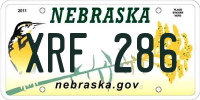 NE license plate XRF286