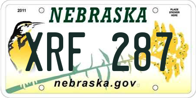 NE license plate XRF287