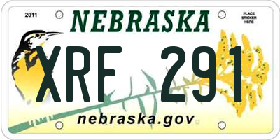 NE license plate XRF291