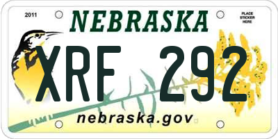 NE license plate XRF292