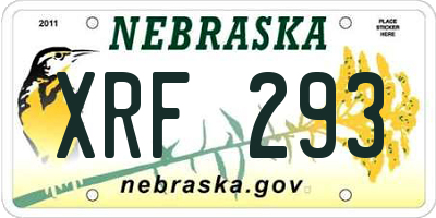 NE license plate XRF293