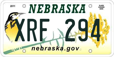 NE license plate XRF294