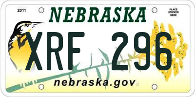 NE license plate XRF296