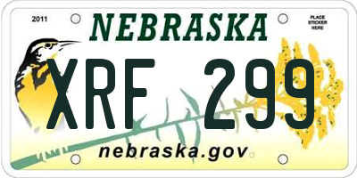 NE license plate XRF299