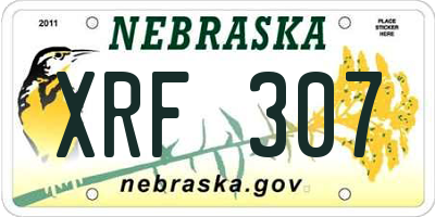 NE license plate XRF307