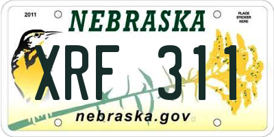NE license plate XRF311