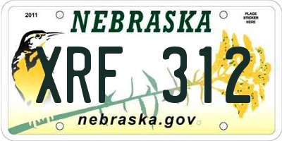 NE license plate XRF312