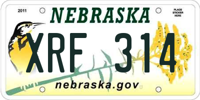 NE license plate XRF314