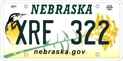 NE license plate XRF322