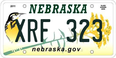 NE license plate XRF323