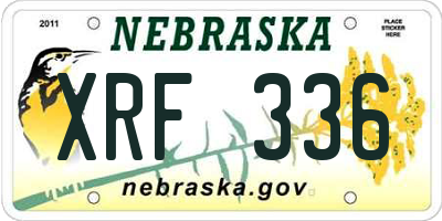 NE license plate XRF336