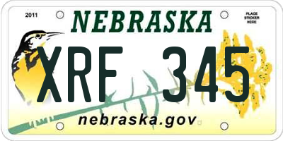 NE license plate XRF345