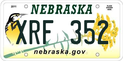 NE license plate XRF352