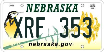 NE license plate XRF353