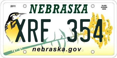 NE license plate XRF354