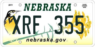 NE license plate XRF355