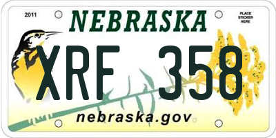 NE license plate XRF358
