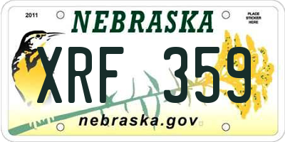 NE license plate XRF359